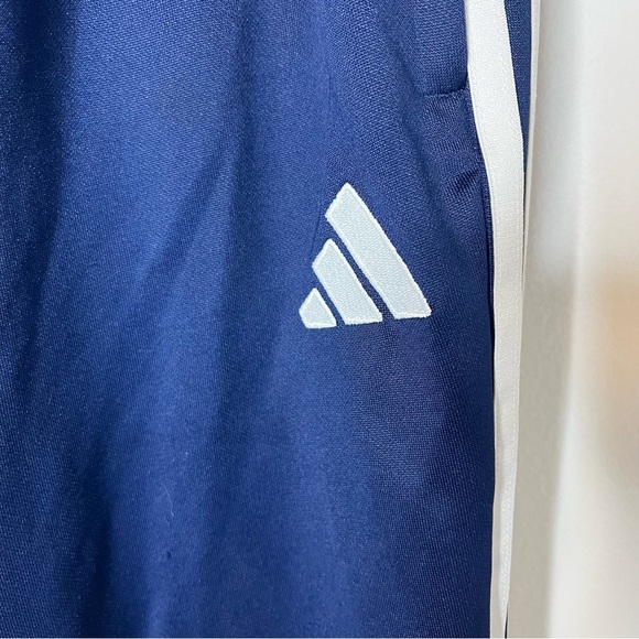 Adidas Blue joggers athletic pants white stripe - Picture 5 of 5